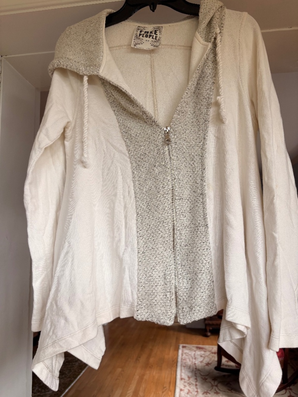 EUC Free People Full-Zip White Handkerchief Hem Jacket Coat--M